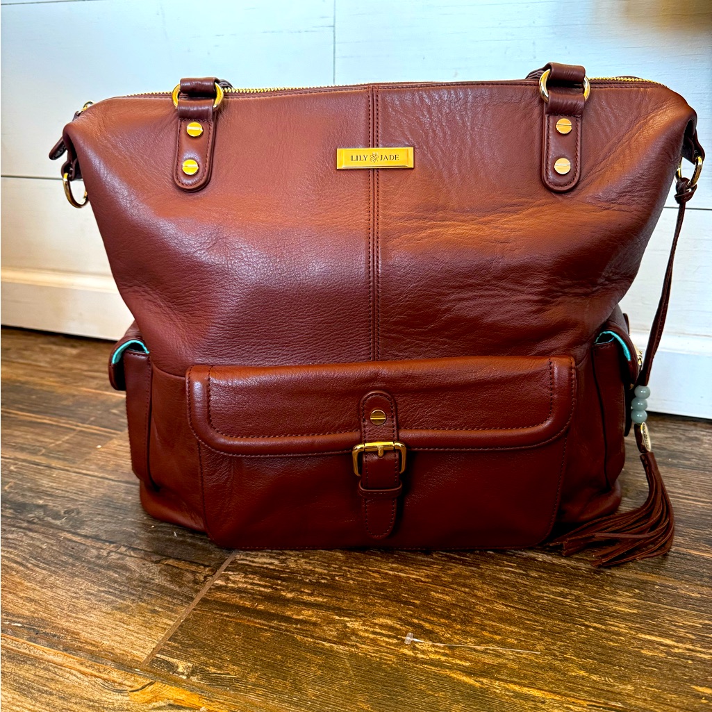 Lily Jade Meggan Convertible Diaper Bag Brown Teal Nwot